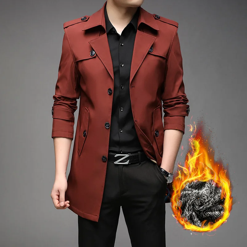 American Winter 2025 New Fashion Men's Casual Business Trendy Solid Color Single-breasted Loose Trenches Male Coat Clothes Tops - Image 5