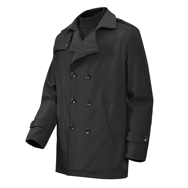 Men's Double-breasted Oversized Trench Coat Business Casual Medium-length Overcoat Men Handsome Spring Autumn Fashion Outerwear - Image 5