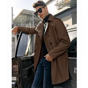 New Spring Jackets Men Trench Man's Coat Mid-length Casual Lined Personalized Design Jacket Street Outerwear Men's Clothing