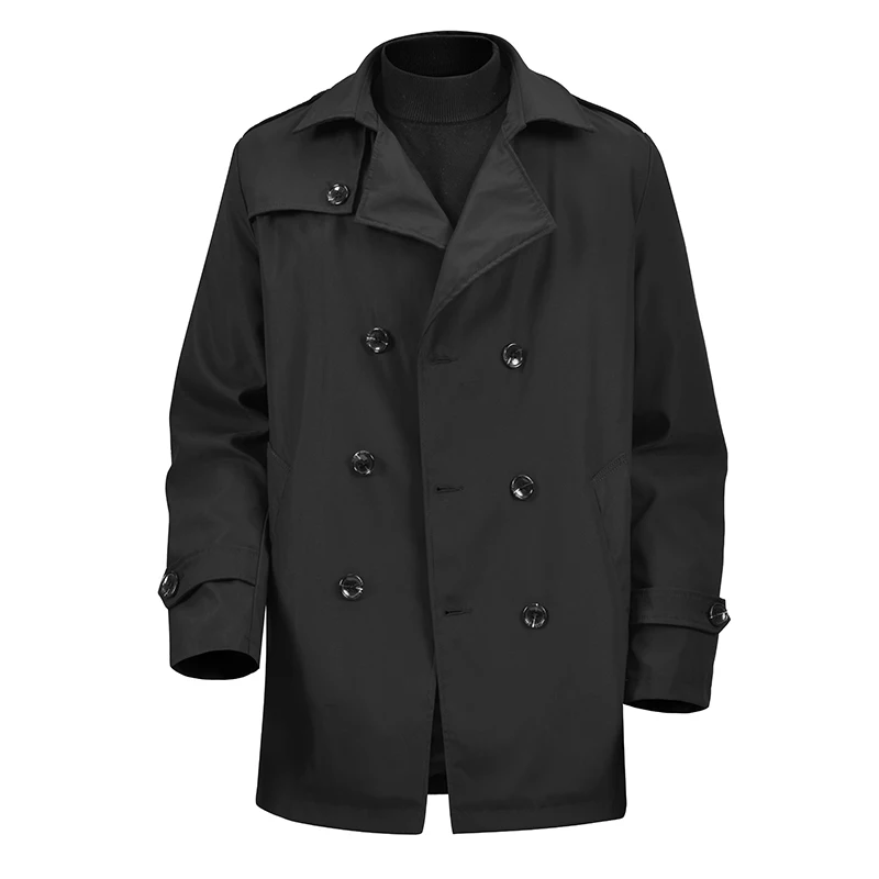 Men's Double-breasted Oversized Trench Coat Business Casual Medium-length Overcoat Men Handsome Spring Autumn Fashion Outerwear - Image 6