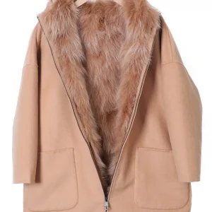 2025 New MAOMAOKONG Real Natural Fox Fur Lining Wool Blends Female Coat Winter Women Jacket Overcoat Woolen Coat