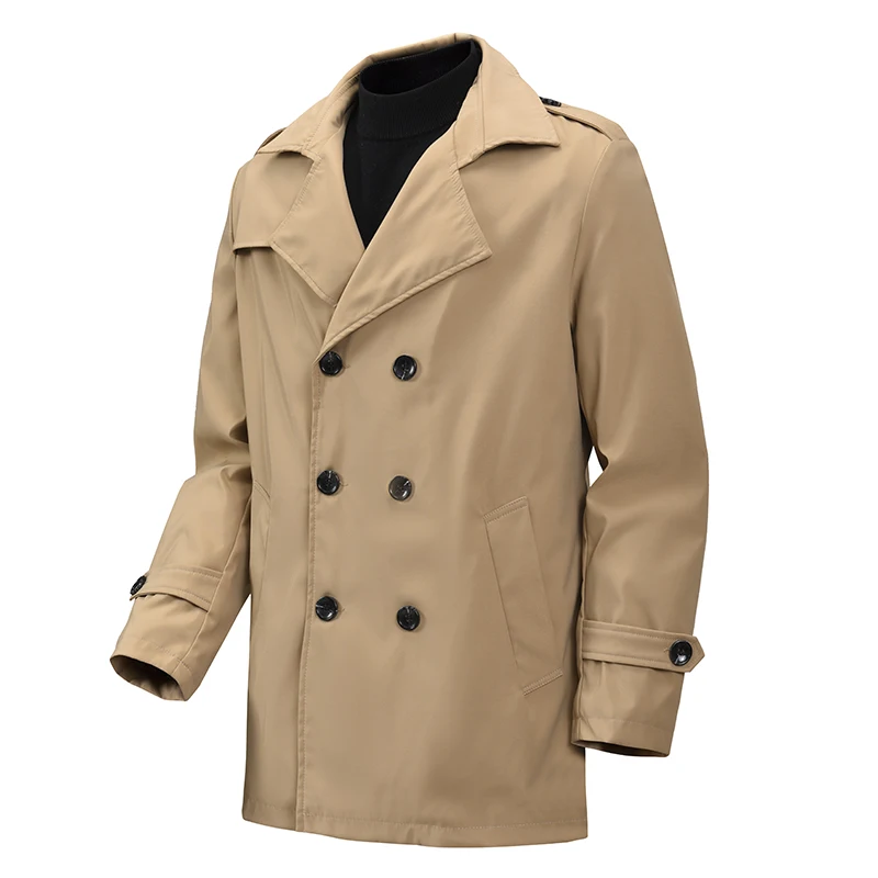 Men's Double-breasted Oversized Trench Coat Business Casual Medium-length Overcoat Men Handsome Spring Autumn Fashion Outerwear - Image 3