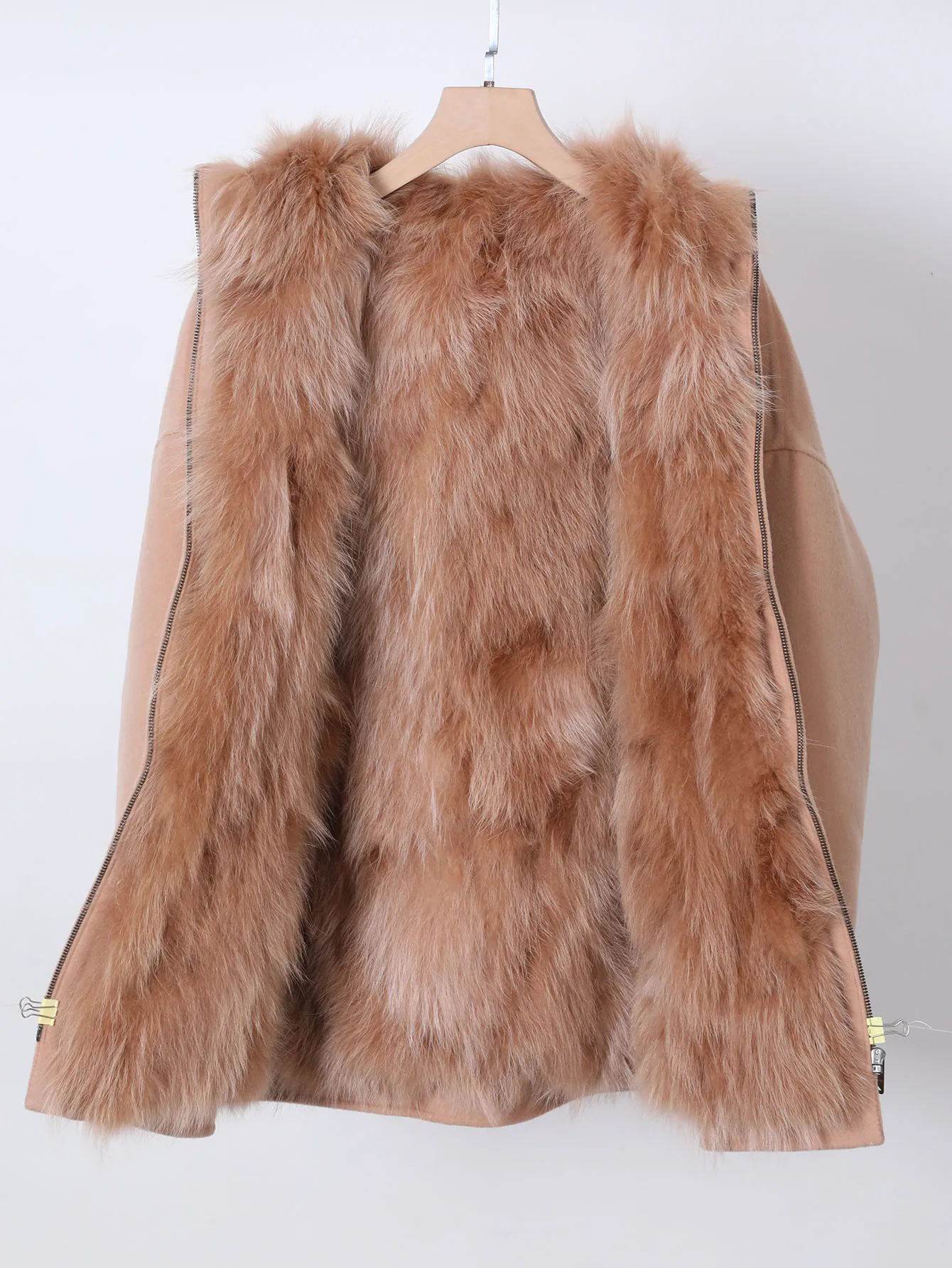 2025 New MAOMAOKONG Real Natural Fox Fur Lining Wool Blends Female Coat Winter Women Jacket Overcoat Woolen Coat - Image 2