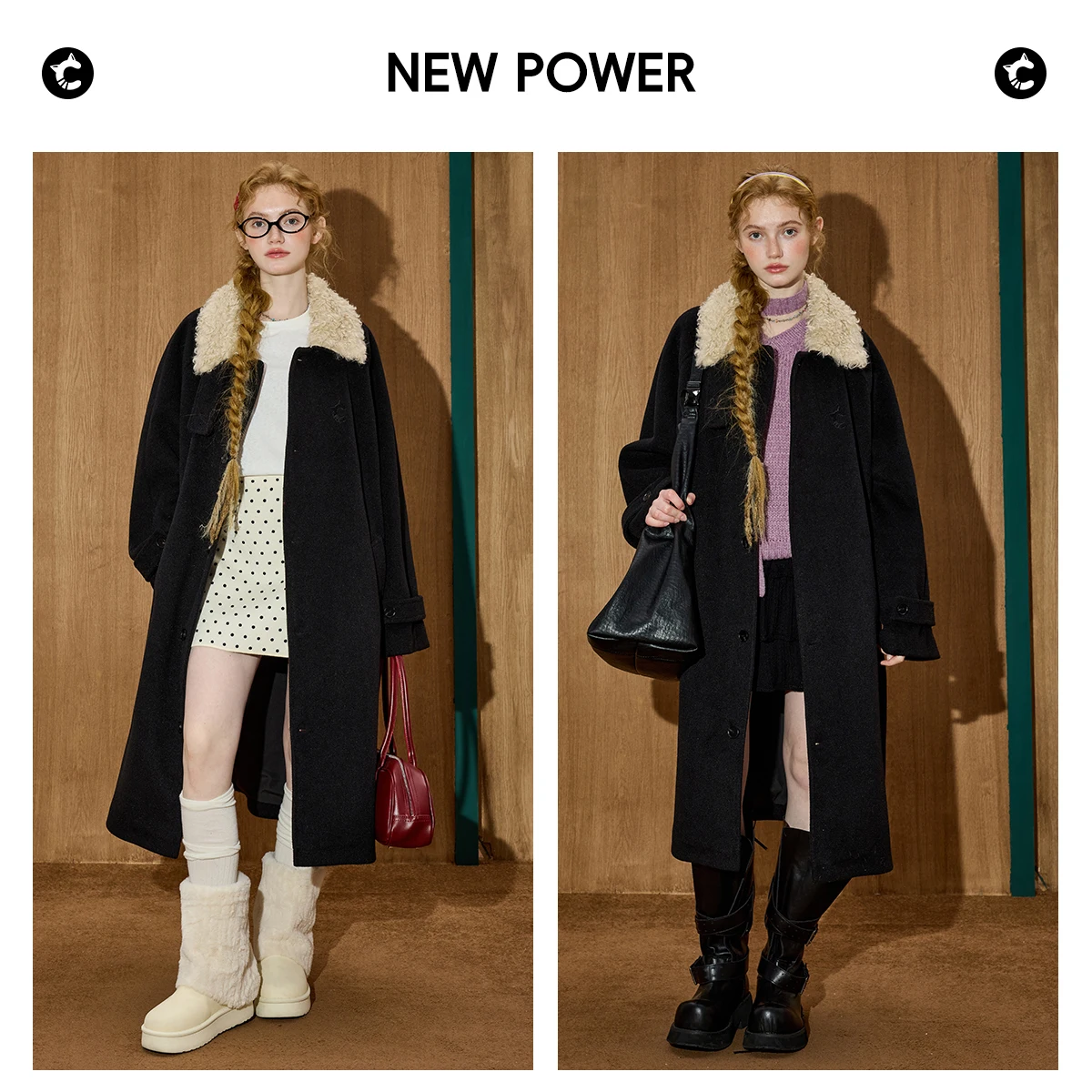 2025 Winter Women's Minimalist Long Wool Coat Oversized Knee Length Overcoat Fur Collar Trench Style Classic Elegant Outerwear - Image 4