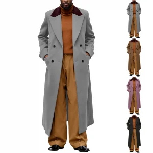 Men's Mid-Long Overcoat British Solid Color Long Coat Fashionable Casual Mens Warm Overcoat Winter Men's Trench Coats Jacket