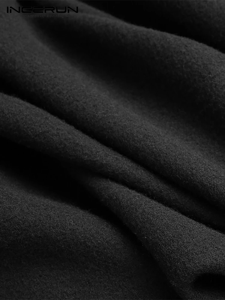Men's Loose Black Coats INCERUN Fashion Irregular Hooded Cloak Autumn Winter Male Long Sleeve Trench Retro Outwear Jackets S-5XL - Image 5