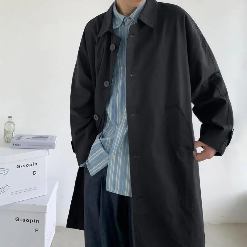 Men's Wear 2025 Autumn Fashion New Single Breasted Trench Clothes Male Long Coat Loose Overcoat Trend Handsome Casual Windbreak - Image 3