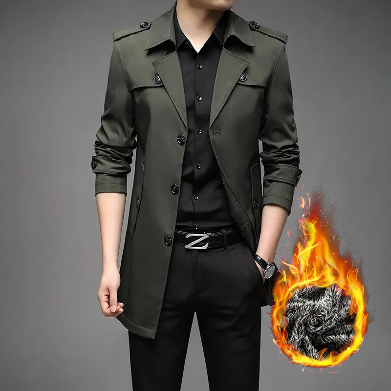 American Winter 2025 New Fashion Men's Casual Business Trendy Solid Color Single-breasted Loose Trenches Male Coat Clothes Tops - Image 6